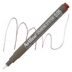 Artline Drawing Pen - Sepia, 0.05 mm Tip pen with swatch