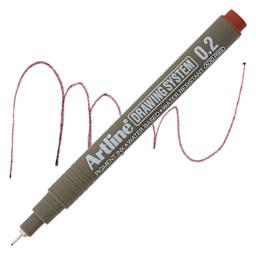 Artline Drawing Pen - Sepia, 0.2 mm Tip pen with swatch