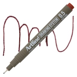 Artline Drawing Pen - Sepia, 0.5 mm Tip pen with swatch