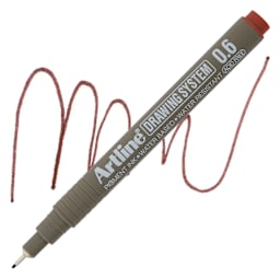 Artline Drawing Pen - Sepia, 0.6 mm Tip pen with swatch