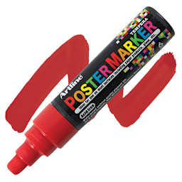 Artline Poster Markers - 6 mm Tip, Red marker and swatch