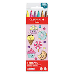 Caran d'Ache Fibralo Water-Soluble Markers - Set of 6, Kawaii Candy World