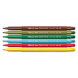 Caran d'Ache Fibralo Water-Soluble Markers - Set of 6, Kawaii Swiss Mountains, contents