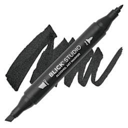 Blick Studio Alcohol Art Marker - 020 Black, swatch and marker