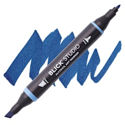Blick Studio Alcohol Art Marker - 035 Topaz Blue, swatch and marker