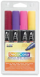 Decocolor Acrylic Paint Marker Set - Set of 4, Bright Colors, Chisel