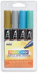 Decocolor Acrylic Paint Marker Set - Set of 4, Metallic Colors, Chisel