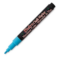 Bistro Chalk Marker - Single 3mm Tip Fluorescent Blue Marker shown with cap off
