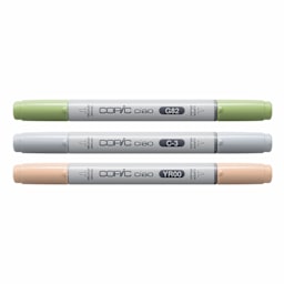 Copic Ciao Double Ended Markers - Layer & Mix Set of 3, Natural Palette, contents