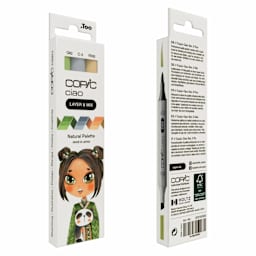 Copic Ciao Double Ended Markers - Layer & Mix Set of 3, Natural Palette, front and back of packaging
