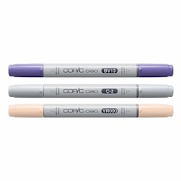 Copic Ciao Double Ended Markers - Layer & Mix Set of 3, Serene Palette, contents