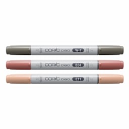 Copic Ciao Double Ended Markers - Layer & Mix Set of 3, Warm Palette, contents
