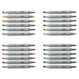 Copic Ciao Double Ended Markers - Assorted Colors, Set of 24 (set contents with caps off)