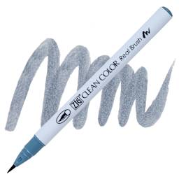 Kuretake Zig Clean Color Real Brush Pen - Blue Gray pen and swatch