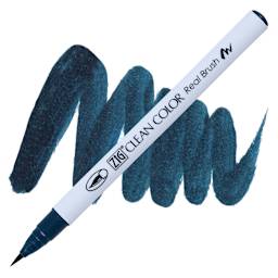 Kuretake Zig Clean Color Real Brush Pen - Peacock Blue pen and swatch