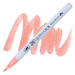Kuretake Zig Clean Color Real Brush Pen - Pink Flamingo pen and swatch