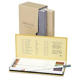 Irojiten Color Pencil Set - Seascape, Set of 30, Volume 9 opened in front of other volumes in packaging.