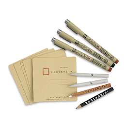 Sakura Zentangle Drawing Sets - Components of Tan Square Tiles set