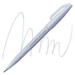 Pentel Arts Brush Tip Sign Pen - Light Gray pen and swatch