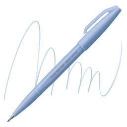 Pentel Arts Brush Tip Sign Pen - Gray Blue pen and swatch