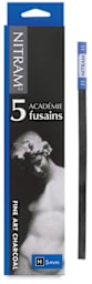 Nitram H Academie Fusains Charcoal -Hard, Front of package of 5 shown with one baton