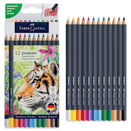 Faber-Castell Goldfaber Color Pencils - Set of 12, Assorted Colors, front of packaging and set contents