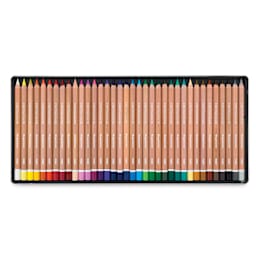 Cretacolor Mega Colored Pencil Sets - Components of 36 pc Set shown in storage tray
