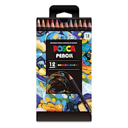 Posca Colored Pencils - Set of 12, Assorted Colors, front of packaging