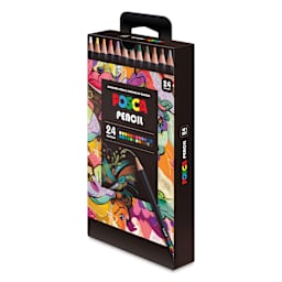 Posca Colored Pencils - Set of 24, Assorted Colors, angled view of packaging