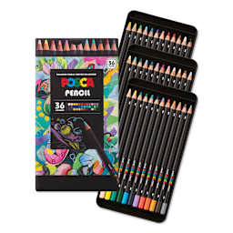 Posca Colored Pencils - Set of 36, Assorted Colors, 2026 Edition, packaging with contents