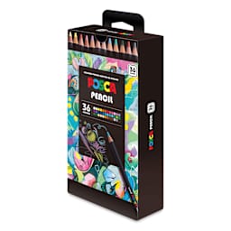 Posca Colored Pencils - Set of 36, Assorted Colors, 2026 Edition, angled view of packaging