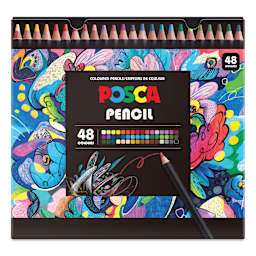 Posca Colored Pencils - Set of 48, Assorted Colors, front of packaging