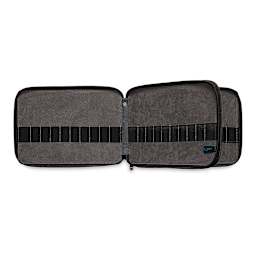 Speedball Canvas Pencil Case - Steel Blue, for 120 Pencils, opened