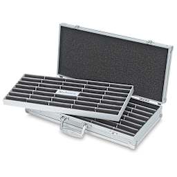Richeson Roz Box - Open box showing two empty foam trays for pastel storage