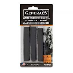 General’s Jumbo Compressed Charcoal - Pkg of 3, front of the packaging
