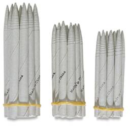 Tortillons - Components of 12 pc packages of Large, Medium and Small Tortillons shown upright