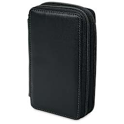 Speedball Classic Leather Pencil Case - Smooth Black, for 48 Pencils
