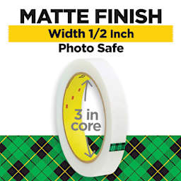Matte finish, Width 1/2 inch, Photo safe
