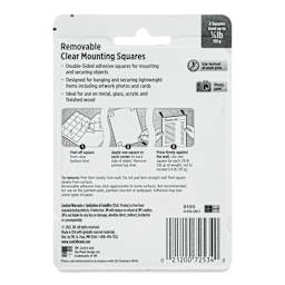Scotch Removable Clear Mounting Squares - Pkg of 35, back of the packaging