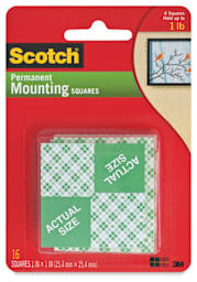 Scotch Permanent Mounting Squares - Front of blister package of 16 squares