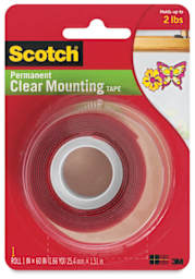 Scotch Clear Permanent Mounting Tape - Front of blister package showing tape