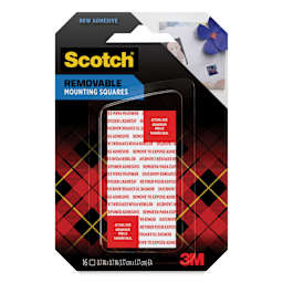 Scotch Removable Double-Sided Mounting Squares - Pkg of 16, 0.7" x 0.7" front of packaging