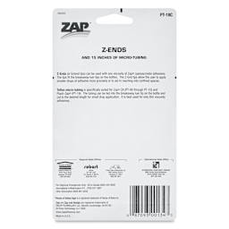 Zap Z-Ends CA Glue Bottle Extender Tips and Micro-Tubing - Pkg of 10, back of the packaging