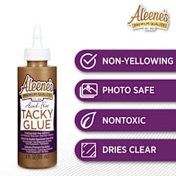 Non-yellowing, photo safe, nontoxic, dried clear.