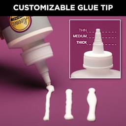 Customizable glue tip: thin, medium, thick.