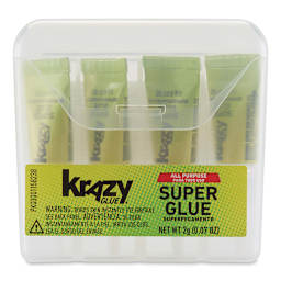 Krazy Glue All Purpose Super Glue - 4 Single-Use .5 gram Tubes shown in included pouch
