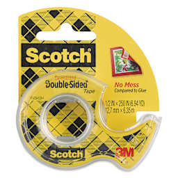 Scotch Permanent Double-Sided Tape - 1/2" x 250", in dispenser, front of the packaging
