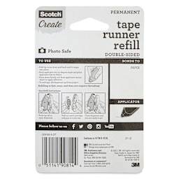 Scotch Permanent Tape Runner Refill - 0.3" x 16.3 yds - back of packaging