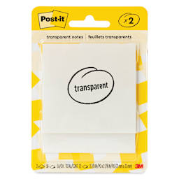 Post-It Transparent Notes - Pkg of 2, 2.8" x 2.8", White front of packaging