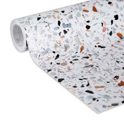 Duck EasyLiner Adhesive Laminate - Closeup of slightly unrolled removable Terrazano pattern 
